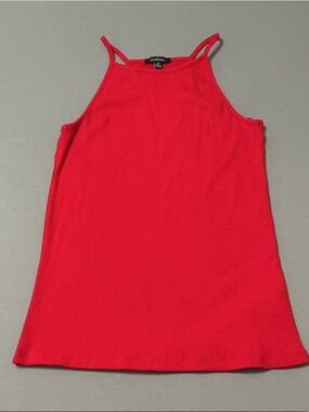 Ambiance Red Ribbed Tank Top, Size 2X